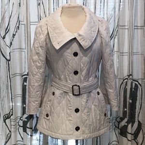 Burberry White Quilted Jacket w/ Gunmetal Hardware